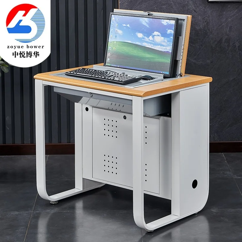 翻转电脑桌学校教室微机室电脑桌培训桌021s